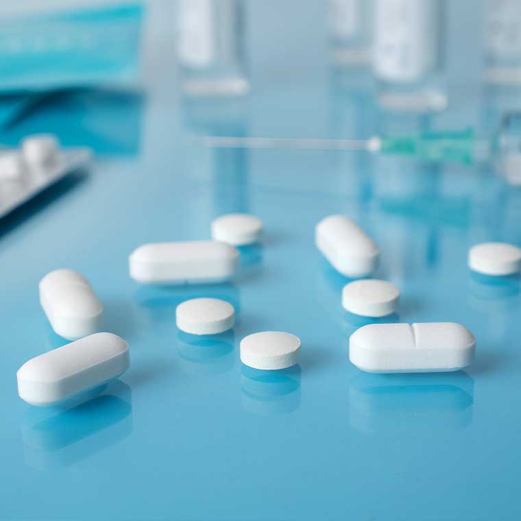 tablets on a surface, pharmaceutical excipients